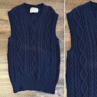 Rogues Gallery Navy Cable Knit Sweater Vest - as is, Men's XLarge