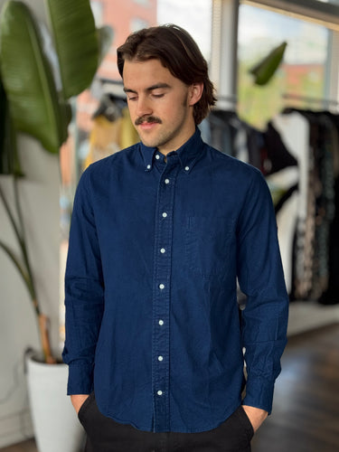 Gitman Bro's Cobalt Button Down Shirt, Men's Medium