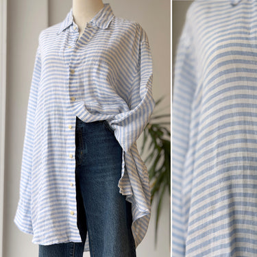 CP Shades 100% Linen Striped Shirt Dress, Large