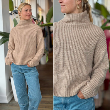 Anine Bing Oversized Beige Alpaca Blend Thick Knit Sweater, XSmall