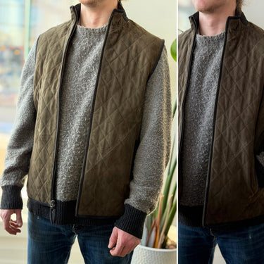 Madison Creek Ridgeland Quilted Goat Suede Leather Vest -retail $530, Men's Medium
