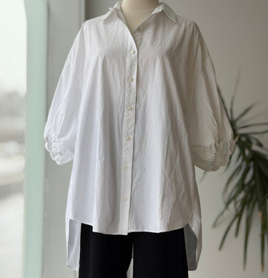 Zara Ivory Super Oversized Puff Sleeve Cotton Button Up, XSmall