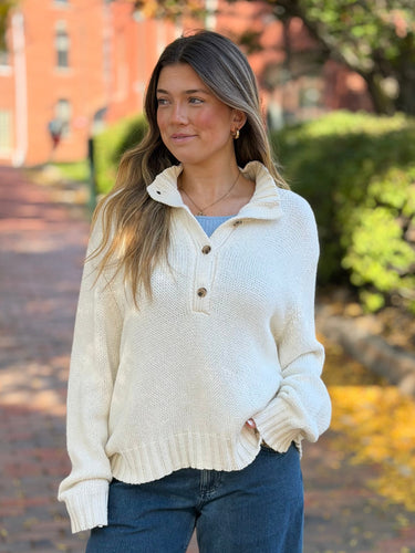 Ciao Lucia Organic Hemp/Supima Cotton Ivory Knit Pullover Sweater, Large