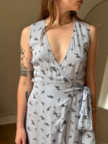 Ganni Brunnera Blue Floral Wrap Dress- as is, 36