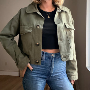 Rita Row NWT Cropped Cotton Canvas Jacket , Large