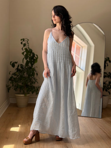 Dissh NWT Tahlia Cornflower Ramie Dress in Powder Blue, 6