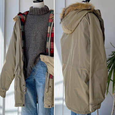 Woolrich VTG Blanket Lined Insulated Parka Coyote Fur, Mens XLarge