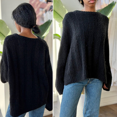 Raquel Allegra Black Chunky Knit Sweater - pilling, 3-Large