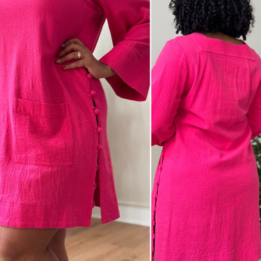 Apiece Apart Hot Pink Square Neck Dress, 8