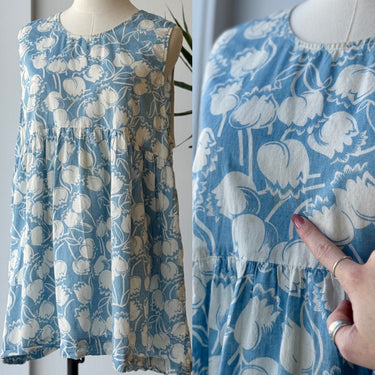 Ilana Kohn AS IS - Blue Floral Babydoll Top - couple faint marks, Medium