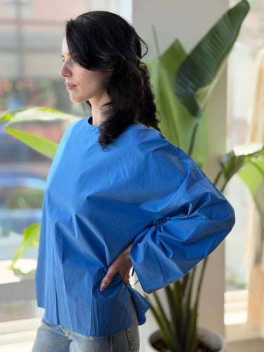Tibi NWT Acadia Blue Blouse, Medium