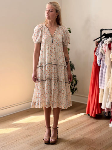 The Great Pastel Floral Whip Stitched Ravine Dress, 0/XSmall