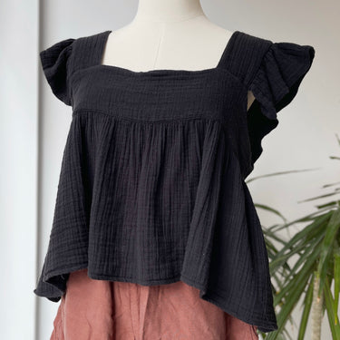 Anaak Black Gauzy Babydoll Top - pilling, 3-Large