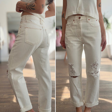 SLRVLAKE Dakota Distressed Jeans in Ecru, 26