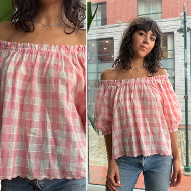 The Great Garland Top in Pink Check, 3