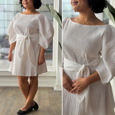 Mara Hoffman Ivory Crinkle Dress, Small fits Large