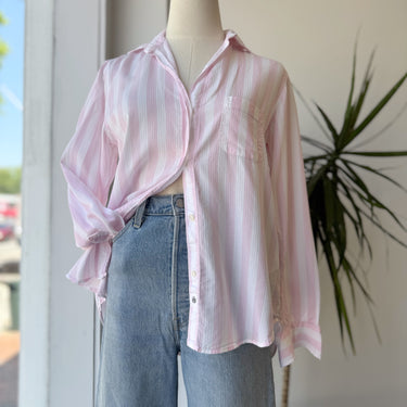 Grayson Pink & White Striped Button Up - couple tiny marks, XSmall