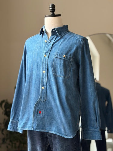 Portland Trading Co Denim Button Up Shirt, Men's Large