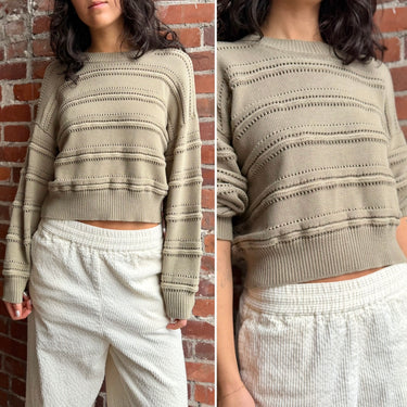 Micaela Greg Braid Pullover in Faded Olive, Small