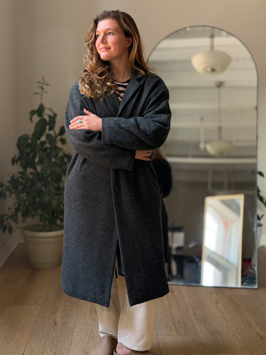 Amente Cocoon Sleeve Maxi Coat in Charcoal, M/L