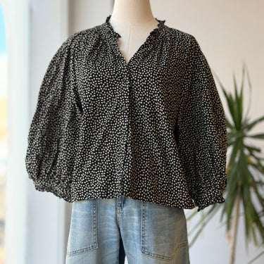 The Great  Boutonniere Navy Laurel Mini Cord Blouse , 3 / Large