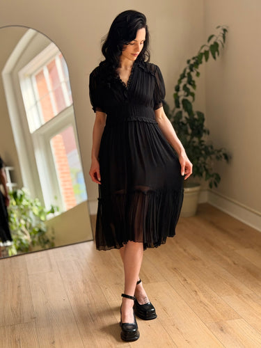 Ulla Johnson Black Silk Midi Dress- AS IS, 6
