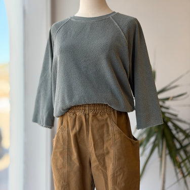 Imogene + Willie Dusty Sage Terrycloth Boxy Sweatshirt, Small