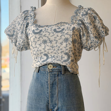 Love Shack Fancy Melina Broderie-Anglaise Crop Top, 2 / Medium