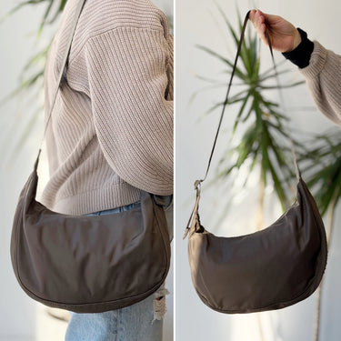 Quince Taupe Crescent Nylon Bag