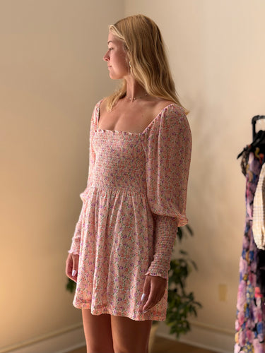 Hill House Pink Floral Mini Dress, Medium