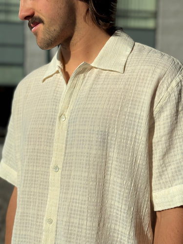 3 Sixteen Ecru Textured Shirt, Men's XLarge