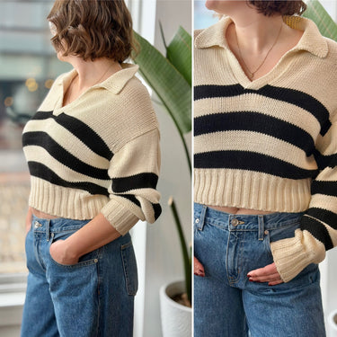 Ciao Lucia Venezia Black & Cream Polo Sweater, XSmall