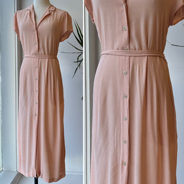 Wilfred Peach Short Sleeve Button Up Dress, Medium