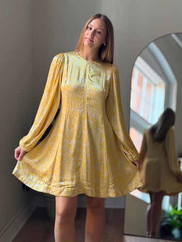 Ganni Cameron Yellow Floral Mini Dress, 38