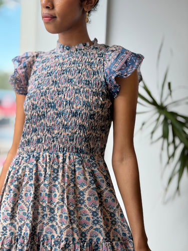 Sea NY NWT Smocked Dress in Blue Floral, 4