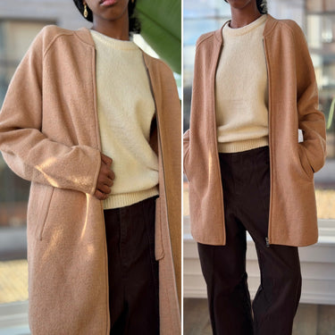 Madewell Bomber Sweater Jacket in Peach, Small