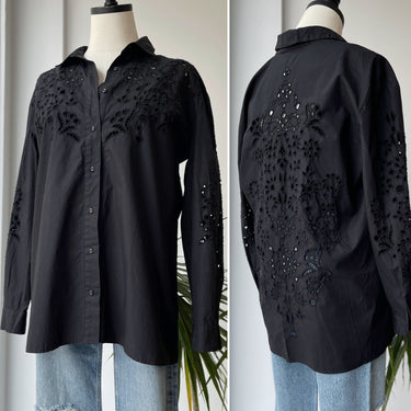 Johnny Was NWT Maricruz Button Down Shirt in Black, Small