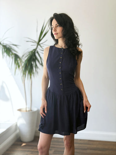 Hutch NWT Navy Drop Waist Mini Dress, Medium
