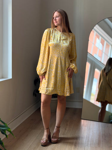 Ganni Cameron Yellow Floral Mini Dress, 38