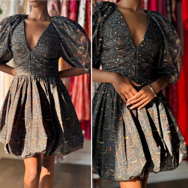 Ulla Johnson Gwen Taffeta Ruched Mini Dress in Obsidian, 0