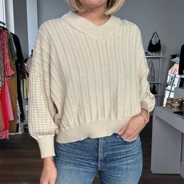Mr Mittens Cream Pointelle Knit Sweater, XS/S