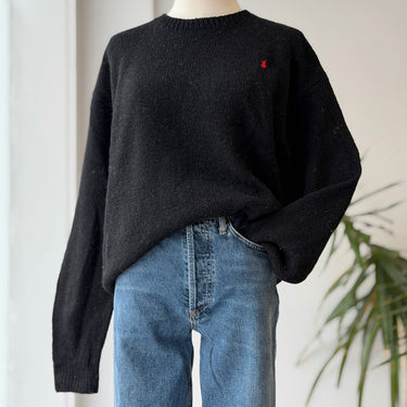 Ralph Lauren Sport Black Wool Crewneck Sweater, Large