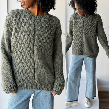 The Knotty Ones Heartbreaker Alpaca & Wool Sweater in Moss Green, S/M