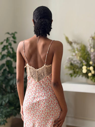 Notes Du Nord Red Ditzy Floral Lace Slip Dress, 34/2