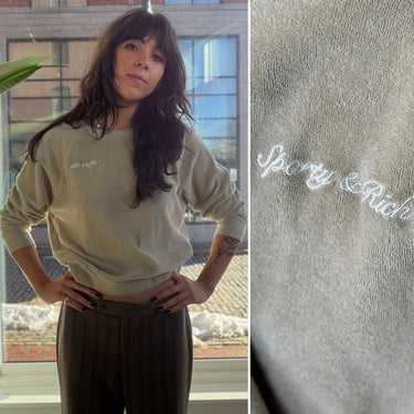 Sporty & Rich Tennis Club Terry Raglan Crewneck Sweatshirt, Large