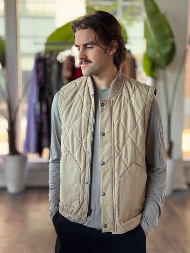 Filson Khaki Quilted Vest, Men's Medium