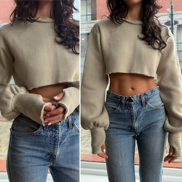 Orseund Iris Oat Mega Cropped Sweater, XS/S