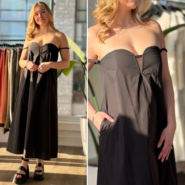 Bird & Knoll Black Milan Midi Dress - AS IS, Medium