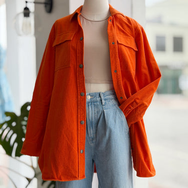 LL Bean Signature Archive Chamois Shirt Jacket in Hunter Orange, Small