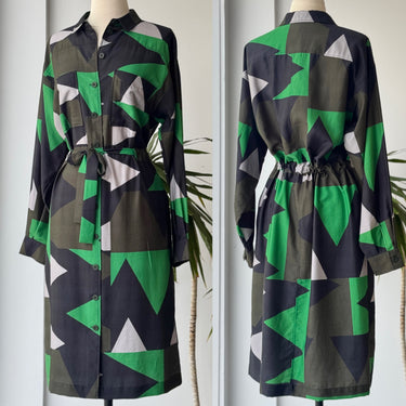 Closed Green & Black Button Shirt Dress, Small